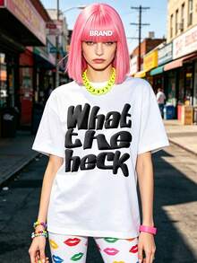 Camiseta de manga corta con cuello redondo suave y casual de verano para mujer, tops para salir, algodón, vintage, estilo callejero europeo y americano, casual deportivo, estilo unisex, estilo casual urbano, tops bonitos, Gen Z, curvy, ropa Y2K, camisetas divertidas, tops para damas, conjuntos de vacaciones para mujer, top lindo, camiseta gráfica, conjuntos de primavera, camisetas holgadas, ropa de calle retro, estilo de los 90, estilo de los 2000, subcultura, top negro, tops blancos, atuendo de fiesta de los 90. Negro - Blanco - Ver 4