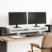 vidaXL Supporto per Monitor Bianco 100x27x15 cm Legno Massello di Pino - Multicolore - Visualizzare 1