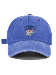 Oklahoma City Thunder Logo Baseball Cap Washed Denim, Adjustable Unisex Hat For Sports, Casual, Beach Outdoor | Retro Classic Design - Màu xanh lam - Xem 12