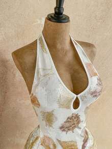 Vestido mini casual para vacaciones, boda en la playa, graduación, brunch, Día de San Patricio, vacaciones de primavera, Pascua, festival de música, elegante bohemio, tropical elegante sin tirantes, hombros descubiertos, espalda descubierta para of - Multicolor 3 - Ver 5
