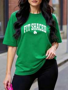 Funny Shamrock Design T-Shirt For Irish Drinking Day. St. Patrick's Day Blouses For Women > Shirt - Green - View 6
