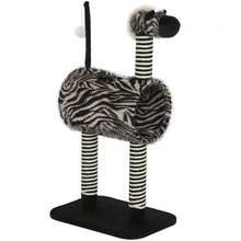 Zebra Print Cat Tree With Tunnel Ø25 Cm, Total Height 93 Cm, Black And White Scratching Posts For Cats - 黑色 - 查看 1