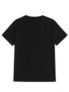 Camiseta de vestir infantil con patrón impreso manga corta - Negro - Ver 2