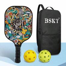 BSKT 1 Set Graffiti Pattern Fiberglass Pickleball Paddle, Lightweight Fiberglass Body, Indoor Court Outdoor Lawn Yard Leisure Match, Adult Daily Training Pickleball Sports Equipment, One-Piece Molded Fiberglass Surface, Graffiti High-Definition Print, Honeycomb Shock-Absorbing Core, Lightweight Balanced Grip Weight, Low Impact Vibration, Excellent Spin And Ball Control, Suitable For Indoor Professional Courts, Outdoor Lawns, Yard Open Spaces For Doubles Matches And Singles Basic Training - Multicolor - View 13