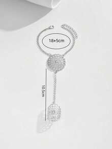 1 chiếc dây đeo ngón tay bằng kim loại kiểu Bohemian, họa tiết hoa rỗng, đính đá lấp lánh, thích hợp để đeo hàng ngày. - Trắng K - Xem 5