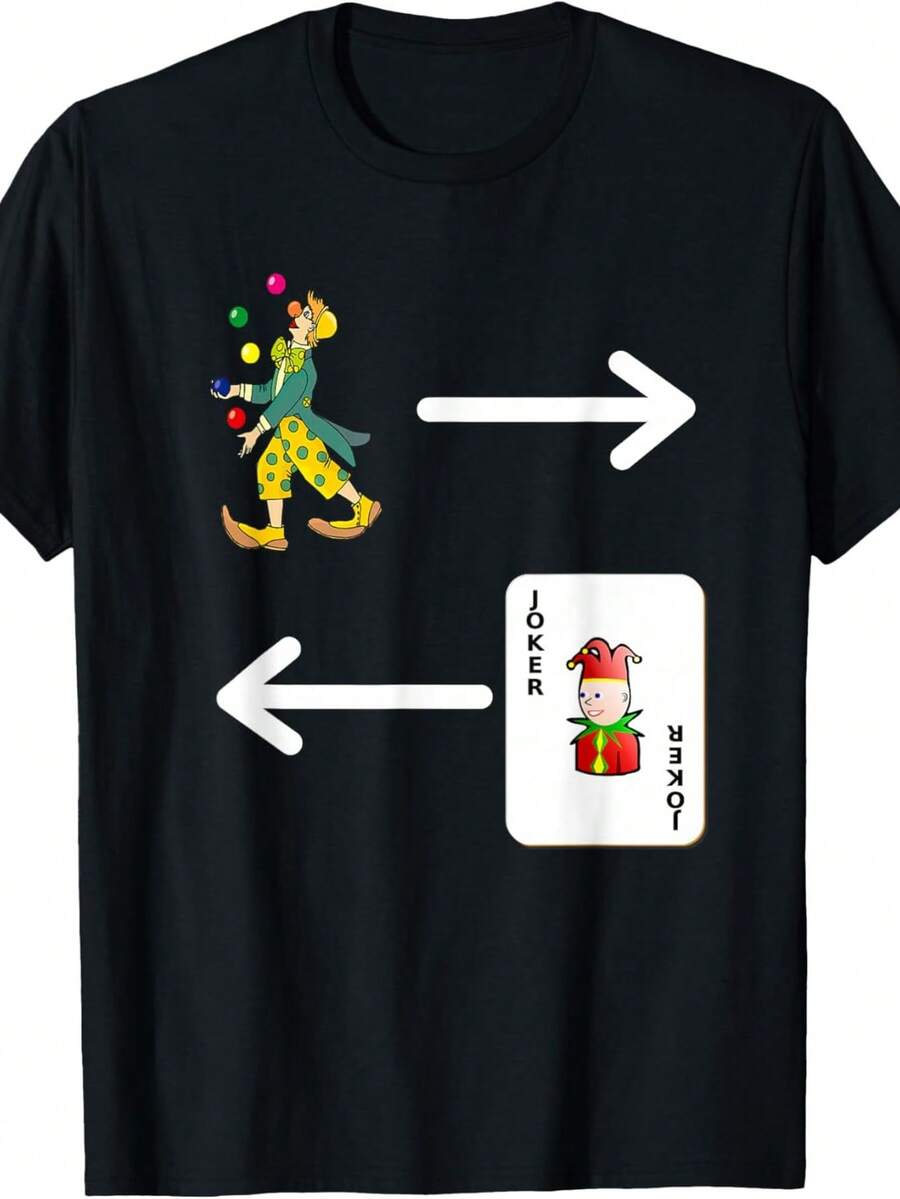 Camiseta <<Payasos a la izquierda, bufones a la derecha, atrapados en el medio». Camiseta unisex de algodón puro de 220 g. Peso ideal para todas las estaciones, apta tanto para hombres como para mujeres. Tejido duradero de alta calidad, suave al tacto y de larga duración. Prenda transpirable, ideal para el otoño y las vacaciones. - Negro - Ver 1