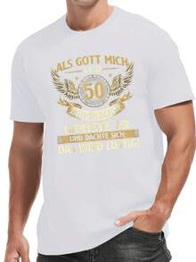 Camiseta plisada para hombre de talla grande, Lustig Als Gott Mich Vor 50, talla grande - Blanco - Ver 8