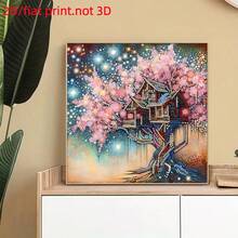 1件套2D/平面5D钻石画套装,杉树图案,无纺布,特制圆形水晶,无框马赛克艺术家居装饰,适合自用和送礼 - 查看 17