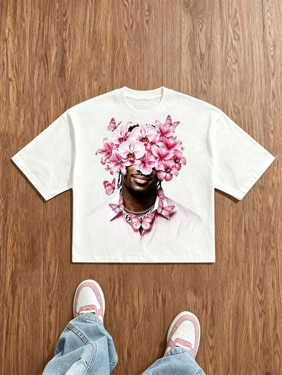 Camiseta de manga corta para hombre ManfinityEMRG, estilo casual urbano, estampada, 100% algodón. - Blanco - Ver 1