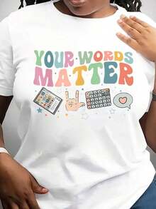 Camiseta AAC SPED Teacher Inclusion, Camiseta "Tus Palabras Importan", Regalo para Maestros de Neurodiversidad, BCBA, SLP, OT, Educación Especial del Lenguaje, "Las Palabras Importan" - Blanco - Ver 1