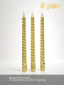 3/6/12 Pcs Gold Spiral LED Flameless Candle Lights, Decorative Lights For Halloween, Christmas, Valentine's, Weddings & Dining Tables (Battery Not Included) - Gold Thread - View 8