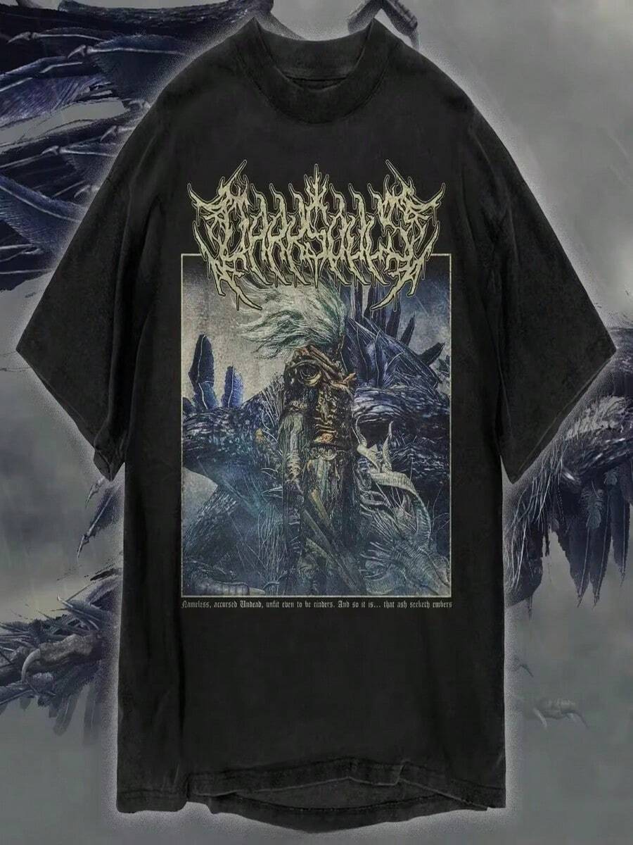 Camiseta unisex de Dark Souls less King, camiseta metálica de videojuego, prenda gráfica de manga corta, apta para hombres y mujeres, para todas las estaciones. - Negro - Ver 1