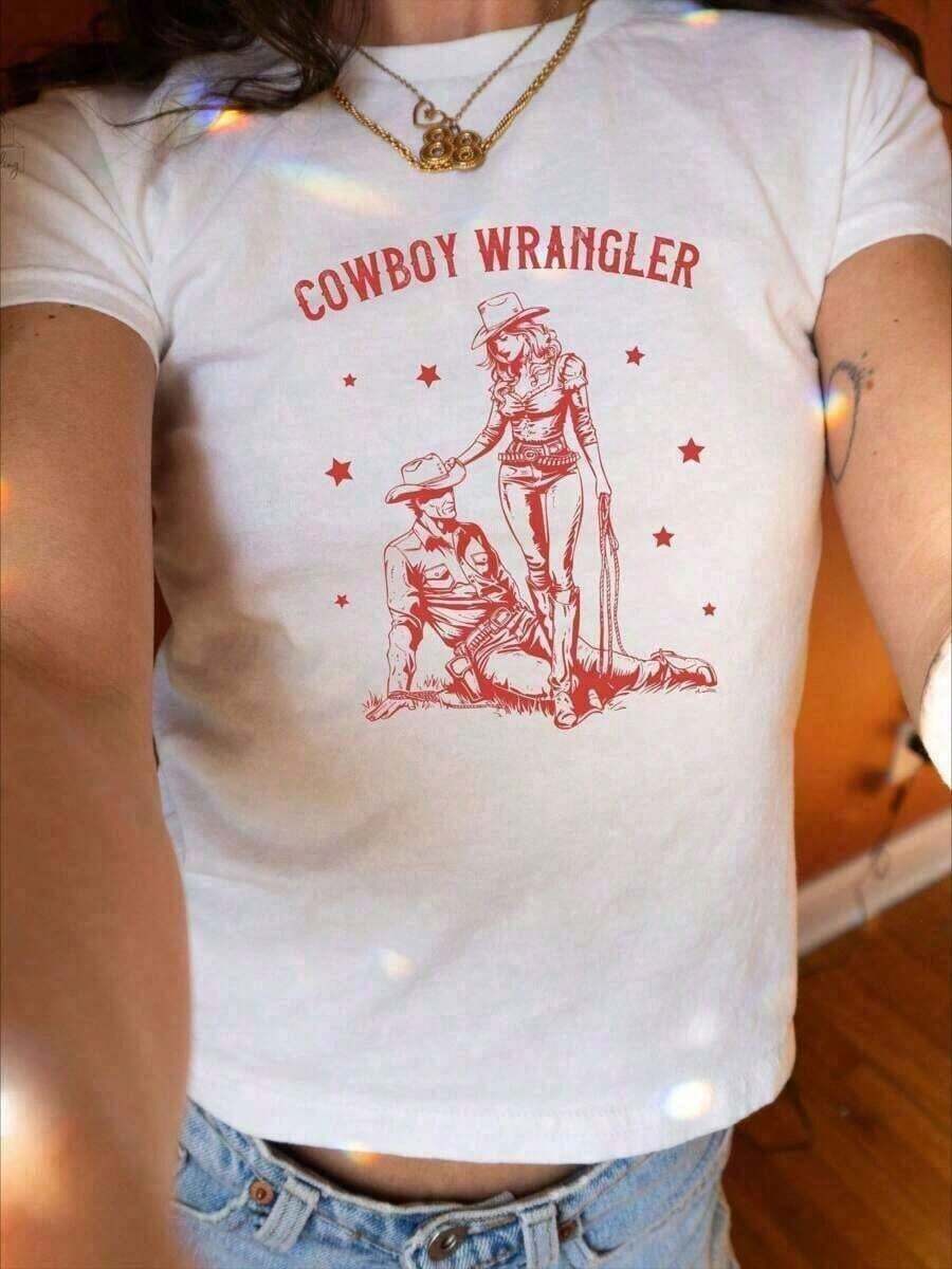 Top de verano de vaquera, camiseta linda de vaquero, camiseta occidental, top de verano de vaquera, camisetas de época country, camisa de rodeo linda, ajuste cómodo, camiseta de algodón pesado clásica de manga corta, camiseta gráfica impresa, top casual de manga corta para mujeres, camisetas topográficas, camisas de hombre, ropa de calle, camisa blanca, camisa negra, suave y cómoda - Blanco - Ver 1