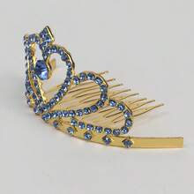 1pc Bridal Copper Claw Alloy Rhinestone Heart Hair Clip Headpiece, Versatile Headpiece Dress Hair Accessory - Gold - View 4