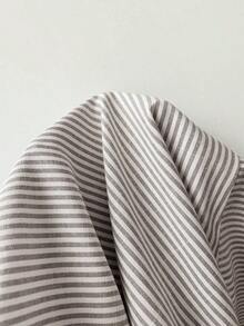Camisa de mujer tejida de 100% algodón y lino, top de verano, adecuado para el uso diario, citas, reuniones, otoño/invierno/verano, Navidad, Año Nuevo, Acción de Gracias, fiestas, bodas, playa, ceremonias de graduación, moda, elegante, casual - Café integral - Ver 4