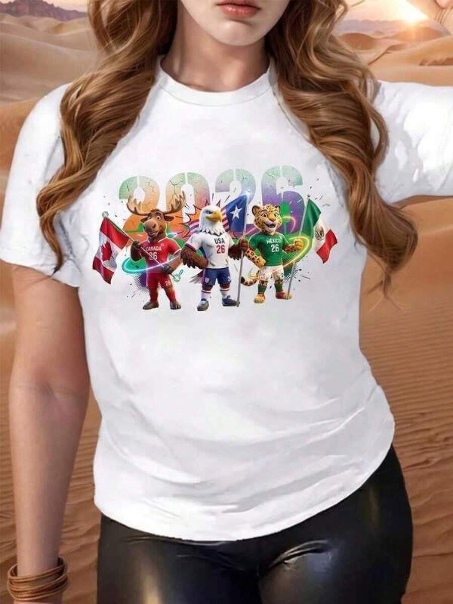 Camiseta unisex de algodón puroInformalDibujos animadosAnimalMundoCopa2026MujeresCamisetaFútbolEquipoMascotasDiseñoVeranoRopaRegaloParaDeportesAbanicos, MujeresTallas grandesCamiseta2026MundoCopaCamisetaManga cortaSuperior,CómodoARopaConBaja ElasticidadPuroAlgodónTela,Todos los díasAl aire libreInformalCamisetaElMejorElecciónParaRegalos(S-5XL). camisetasdemujertopsdemujerblusascasualesparadamablusasparamujerblusascasualesparaDama, DeportivoEstilo,Al aire libreActividades, SuavesAlgodón,InformalDiarioRopa, CreativoDiseño,Al aire libreJugar - Negro - Ver 1