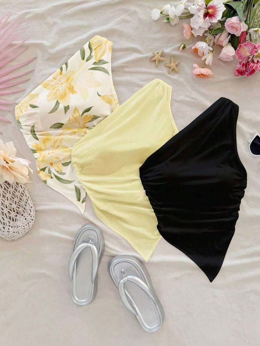 Set de 3 blusas casuales con estampado floral, adecuadas para el verano - Multicolor 2 - Ver 1