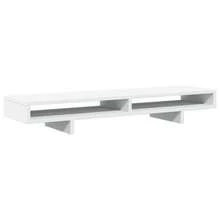 vidaXL Supporto per Monitor Bianco 100x27x15 cm Legno Massello di Pino - Multicolore - Visualizzare 2