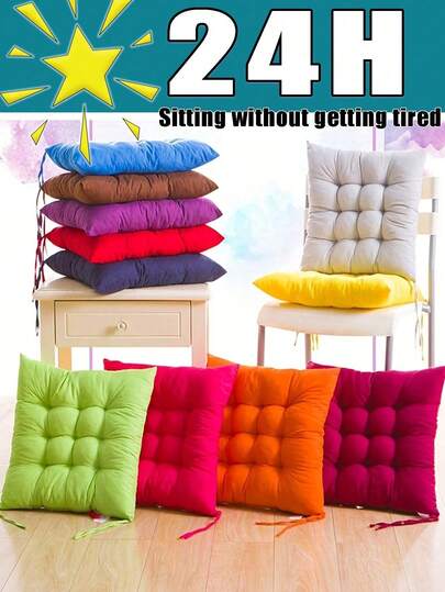 1/4 Đệm ghế kiểu dáng giản dị bằng polyester, có thể giặt máy, thiết kế dệt kim bền chắc, hỗ trợ thoải mái cho ghế sân vườn, phòng ăn và văn phòng, sử dụng đa năng, kích thước 40x40x5cm, phù hợp với ghế phòng khách.