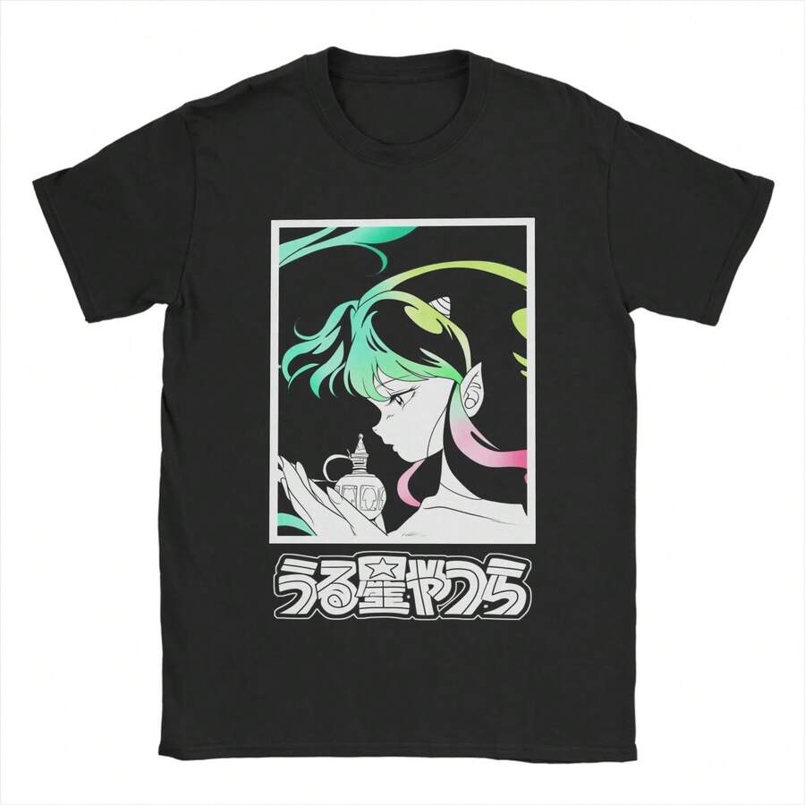 Camiseta M1en's TShirts Urusei Yatsura Lum Awesome 100% algodón T1EEs Camiseta corta de anime con cuello redondo Ropa Idea de regalo Camiseta unisex de algodón grueso de 220 g, suave y transpirable con excelente elasticidad, agradable para la piel y cómoda para usar todo el día. Diseño clásico casual fácil de combinar, ideal para salidas diarias, ropa urbana, deportes, citas y reuniones informales durante todo el año. - Negro - Ver 1