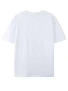 Casual Loose-Fitting T-Shirt With A "" And "Pizza Planet" Print From Planet Pizza, Suitable For Summer And Spring, Short-Sleeved T-Shirts, Women's Clothing, Party Favor And Costumes. 100% Cotton, Durable. - 白色 - 查看 2