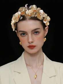 1pc Women's Hair Accessory, Rhinestone Headband, Bridal Hair Accessory, Wedding Banquet And Ball Hair Accessory, Wedding Accessory, Summer Hair Accessory - Gold - View 4