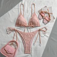 En stock: Traje de baño de dos piezas para mujer, estilo bikini, con cuello halter y lazo, sexy y a la moda, modelo 2026. - 9277 Bikini negro - Ver 7
