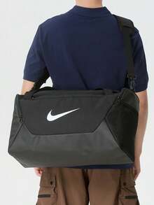Nike 休閒運動品牌Logo印花 織品 旅行包 男女同款情侶款 黑色 - 黑色 - 查看 2
