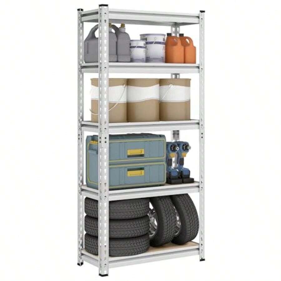 SONGMICS Estantería Pesada de 5 Niveles, Estantería de Acero, Montaje s Herramientas, 30 75 150 cm, MGLR300EZ03 - Pago - Ver 1