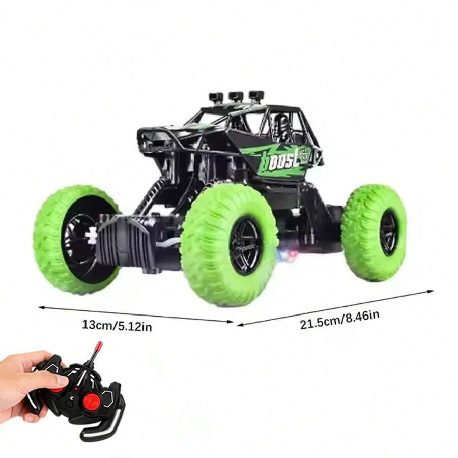 Remote Control Racing Car For Kids, Four-Wheel Drive Off-Road Vehicle, Colorful LED Lights, Rubber Tires, Outdoor Toy Car, Gift For Children, Rechargeable Remote Control Car, Racing Car - Green 1B - View 1