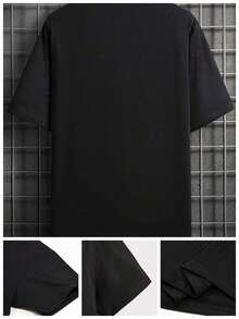 Men's Short-Sleeved Cotton Crew Neck T-Shirt, Printed With "Basketball In My DNA", Casual And Comfortable For Everyday Wear, Black, One-Piece G 2CKO - 黑色 - 查看 3