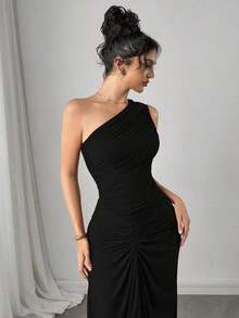 YkhahaFirerie Nuevo vestido elegante de dama con falda roja, con volantes de malla, falda plisada, ideal para vacaciones, fiesta, cóctel, concierto o salida de ocioYkhaha - Negro - Ver 5