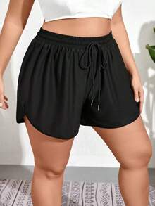 Braguitas De Baño Con Cordón En La Cintura De Talla Grande - Negro - Ver 6