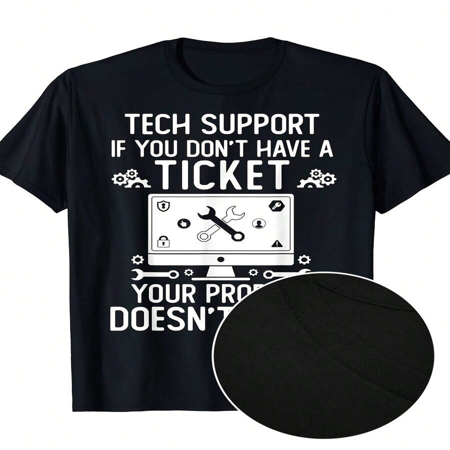 Divertida y elegante camiseta para ingenieros informáticos con temática del Día de la Independencia/Día del Padre, con humor que apoya la tecnología, adecuada para profesionales de TI, unisex, camiseta estampada de manga corta para verano de 2025, tejido puro de 220 g. - Negro - Ver 1