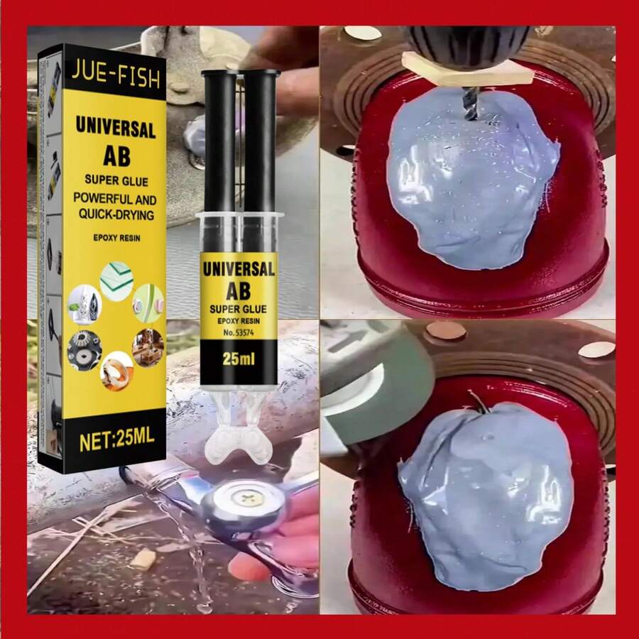 JUE FISH Jue-Fish：25毫升铸造胶，环氧树脂AB胶，防水耐热多用途金属裂纹修复粘合剂
