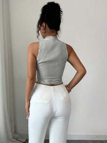 Chaleco de verano casual y elegante tejido para damas - Gris - Ver 2