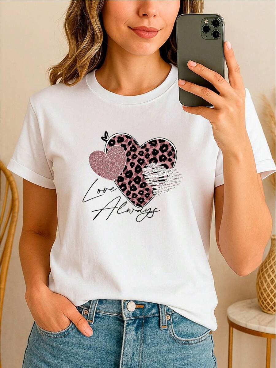 Playera 100% algodón "Love Always Hearts" - [Blanco] - Ver 1