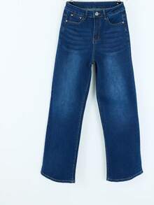 Jeans De Corte Recto Y Tiro Alto Estilo Minimalista Y Atemporal. - Azul Oscuro H2KA02 - Ver 9
