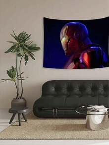 1pc M-Arvel I-Ron Man Tapestry, Cinematic Neon Portrait Style Wall Decor, Deep Blue And Red Superhero Art Hanging, Perfect For Bedroom, Living Room, Dorm, Apartment, Studio, Party Backdrop, Comic, Superhero Themed Room Decor, Great For Adding A Moody, Dramatic Flair To Game Rooms, Home Theaters And Personal Spaces - Nhiều màu sắc - Xem 2