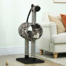 Zebra Print Cat Tree With Tunnel Ø25 Cm, Total Height 93 Cm, Black And White Scratching Posts For Cats - 黑色 - 查看 8