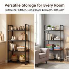 4-Tier Storage Rack, Adjustable Storage Shelf, Bathroom Storage Rack And Storage Unit, Garage Storage Rack, Suitable For Kitchens And Bathrooms. - View 5