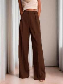 Elegant Women's Wide-Leg Pants - Features Inner Lining - màu nâu - Xem 6