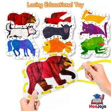 9 Pcs Bear Felt Lacing Cards, Colorful Threading Activity Board, Fine Motor Skills Practice Props, Hand Eye Coordination Training Game, Interactive Learning Supplies, Back To School - 彩色 - 查看 2
