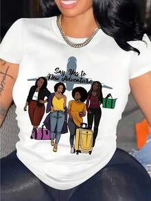 Regular Size Short Sleeve Round Neck T-Shirt - White - View 1