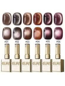 XEIJAYI 6PCS 15ml Luxury Coffee Cat's Eye Nail Gel Polish Set With Soak Off UV LED Cat Eye Gel Polish Manicure Nail Art Gift Kit For Christmas-No Magnetic Stick Included - Nhiều màu - Xem 8