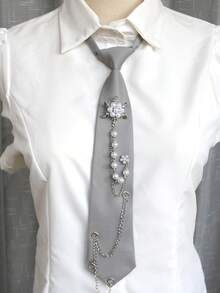 1pc Snowflake Chain Tie-Free Necktie, Casual Business Party Gift, Daily Preppy Street Style - Multicolor - View 24