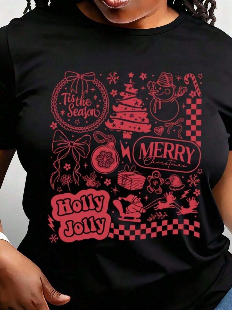 Camiseta de Feliz Navidad, Camiseta Navideña, Camiseta con Árbol de Navidad, Camiseta de Navidad, Camiseta 'Es la Temporada', Camiseta de Regalo Navideño - Negro - Ver 1