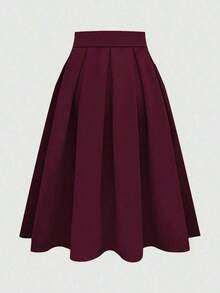 Falda plisada casual para mujer, versátil para primavera y otoño - Rojo violeta - Ver 2