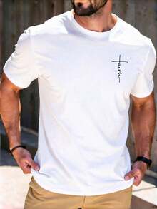 Summer Men's Crew Neck T-Shirts Gym Leisure Vacation High Quality Men's Shirts Y2K Cross Pattern Men's Clothing Festival Sweatshirt Men's Sets Men's Gifts Local Mexico - 白色 - 查看 6