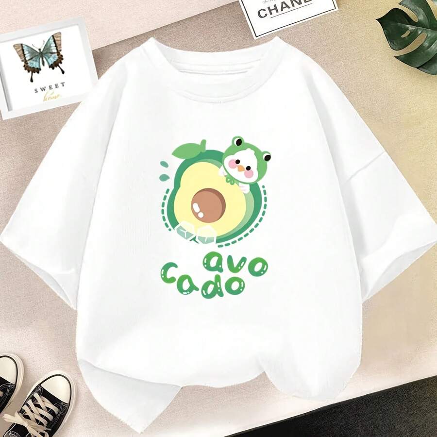 Camiseta con estampado divertido de frutas para mujer, camiseta creativa de manga corta con estampado de piña y sandía, Top holgado a la moda para playa y diversión - forma - Ver 1